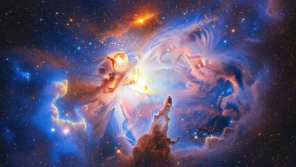 Vibrant cosmic nebula with stars and stardust in deep space