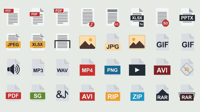 Collection of Various File Format Icons.