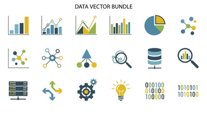 Fototapeta premium Data Analysis Icons and Graphics Collection.
