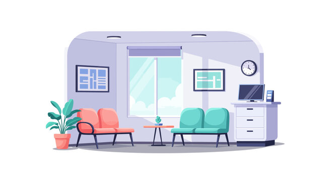 Modern waiting room with comfortable seating and workspace
