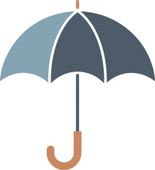 Inverted Umbrella Vector Graphic Illustration with Wooden Handle and Modern Design Elements