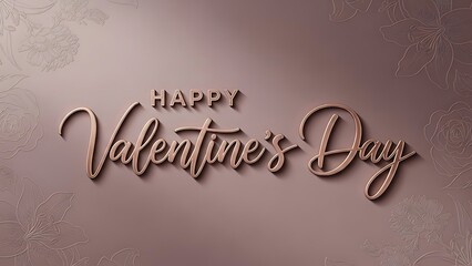 Elegant happy valentine's day in rose gold on mauve with floral pattern.