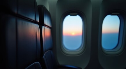 View of a plane window with a view of the sky