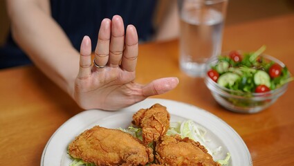 Declining Fried Chicken - Healthy Eating and Dietary Restriction