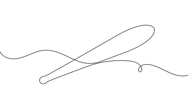 Baseball bat icon continuous one line drawing minimalist single art training stick and sport equipment 4k animation video