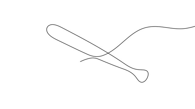 Baseball bat icon continuous one line drawing minimalist single art training stick and sport equipment 4k animation video
