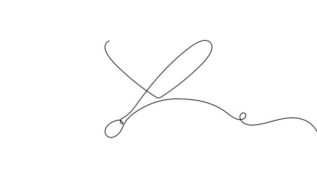 Baseball bat icon continuous one line drawing minimalist single art training stick and sport equipment 4k animation video