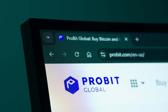 Dhaka, Bangladesh- 02 June 2025: Close-up of a computer screen displaying the ProBit Global web interface in dark mode