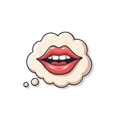 Obraz premium Whimsical oral cavity visualization within a thought bubble conveys inner expressions and unspoken