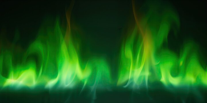 Vibrant green flames on black background