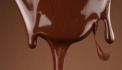 滑らかな液体チョコレートの波紋のクローズアップ  トロトロに溶けた甘いスイーツの背景素材