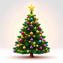 Vibrant Christmas Tree Adorned with Colorful Ornaments and Twinkling Lights.