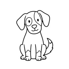 A cute cartoon illustration of a happy brown puppy character chewing a bone, featuring a cheerful smile and wagging tail in a fun vector art design of a domestic pet animal