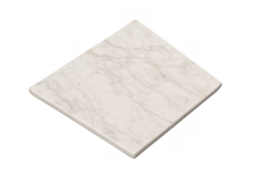 White marble square tile surface on transparent background