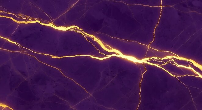 Vivid lightning strikes across a dark purple stormy sky
