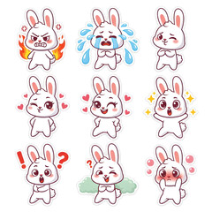 set of funny cartoon rabbits