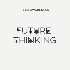 Innovative technology concept with futuristic typography and abstract design elements