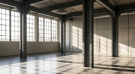 Modern interior space of a building with clean design, glass elements, bright lighting, and empty rooms suitable for a house or office
