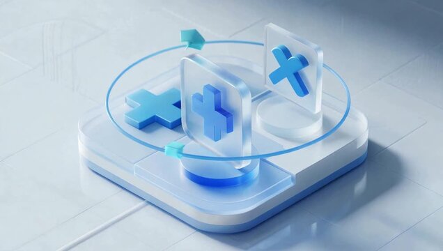Blue plus and minus icons on a digital platform