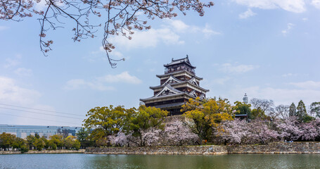 Hiroshima Castle with Cherry Blossoms, Japan © MaiVan