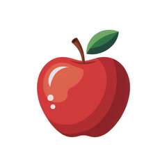 Vibrant Red Illustration with Glossy Finish and Green Leaf Vector Graphic