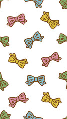 bow tie seamless pattern ribbon vertical wallapeper vector cartoon doodle gift wrapping paper repeat wallpaper tile background illustration design isolated