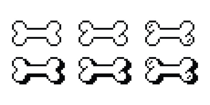 dog bone pixel icon vector logo symbol cartoon character illustration digital clip art isolated