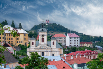 Obraz premium The baroque Calvary in Banska Stiavnica. Slovakia. Unesco World Heritage Site.