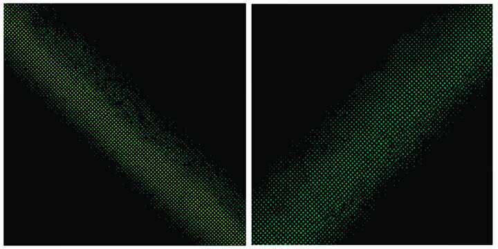 Abstract halftone gradient made of green square pixels, background 