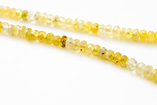 希少 イエロークロムダイオプサイド ボタンカット 連材 黄色 宝石素材 天然石