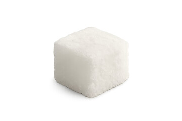 White sugar cube showing sweet crystalline texture
