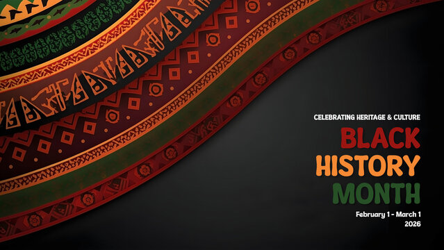 Abstract Black History Month cultural pattern border, African inspired tribal art background