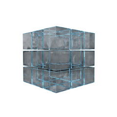 Abstract 3D Crystal Glass Cube &ndash; Minimalist Geometric Transparent Block Composition.