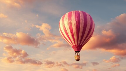 Naklejka premium Colorful hot air balloons flying in the sky at sunset