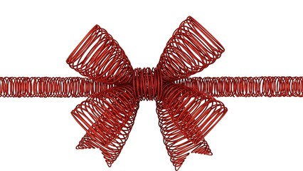 A close-up image of a beautifully crafted red wire ribbon bow. 