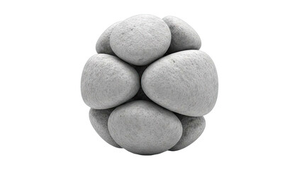 Pile of Smooth Gray Stones on White Background
