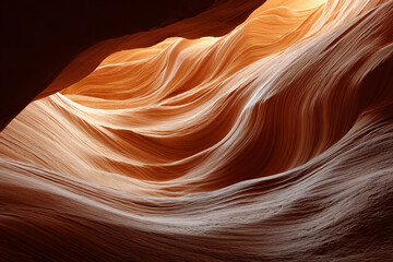 Obraz premium Wavy Sandstone Formations in a Slot Canyon with Warm Golden Light