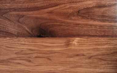 Texture of black walnut surface with oil finish