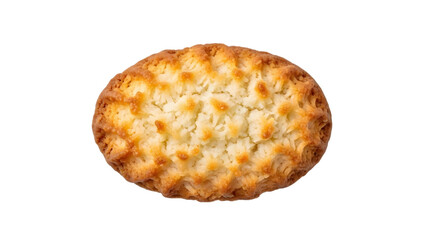 A golden brown cheesy pizza isolated on transparent background