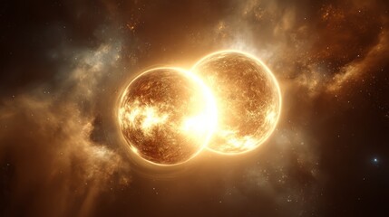 Fototapeta premium Two Suns Colliding in Deep Space Explosion