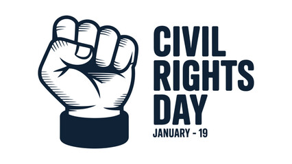  Civil rights day january 19 powerful raised fist symbol illustration representing equality justice freedom activism and human rights awareness on clean white background