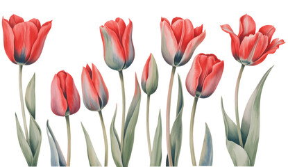 Obraz premium Classic red tulip botanical set painted in soft watercolor style.