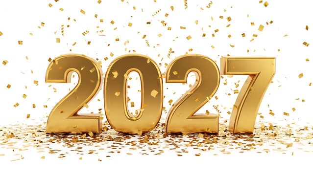 Happy New Year 2027 Golden Numbers Celebration