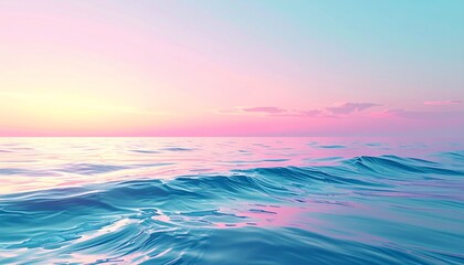 Vibrant Ocean Waves at Sunset with Pink and Blue Sky.