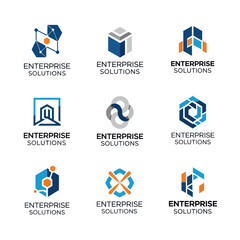 Fototapeta premium Collection of Modern Enterprise Solutions Logos with Geometric Shapes.