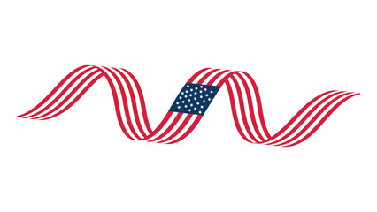  Abstract waving United States flag ribbon illustration isolated on white background, modern patriotic american design for independence day, national celebration, political and civic themes © VectorCraze