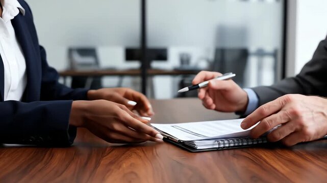 Job Applicant Handing Resume to Interviewer During Hiring Interview &ndash; AI Generated