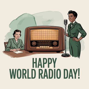 Celebrating world radio day with vintage radio and female djs