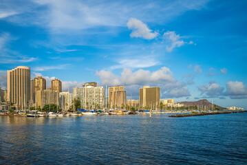 cityscape of honolulu in oahu island, hawaii, us