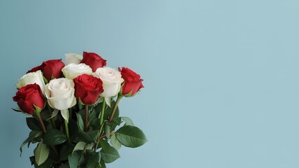 Vibrant bouquet of red and white roses
